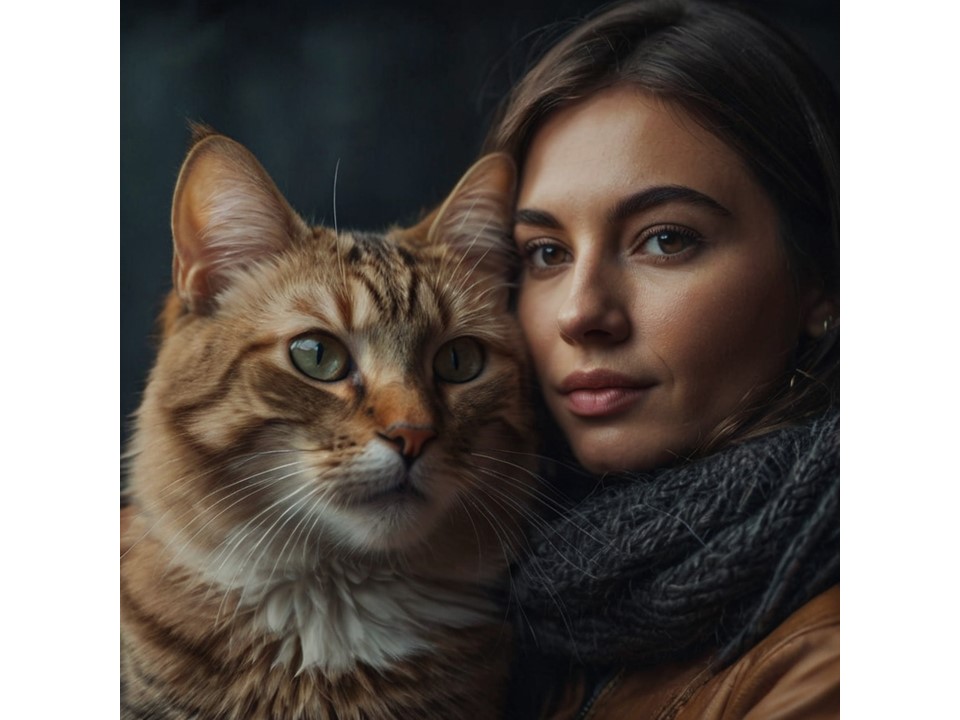 mujer y gato