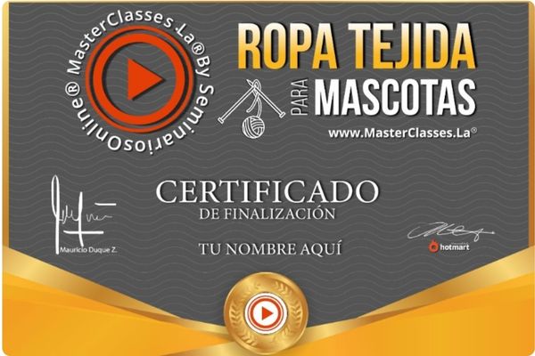 certificado de ropa tejida para mascotas